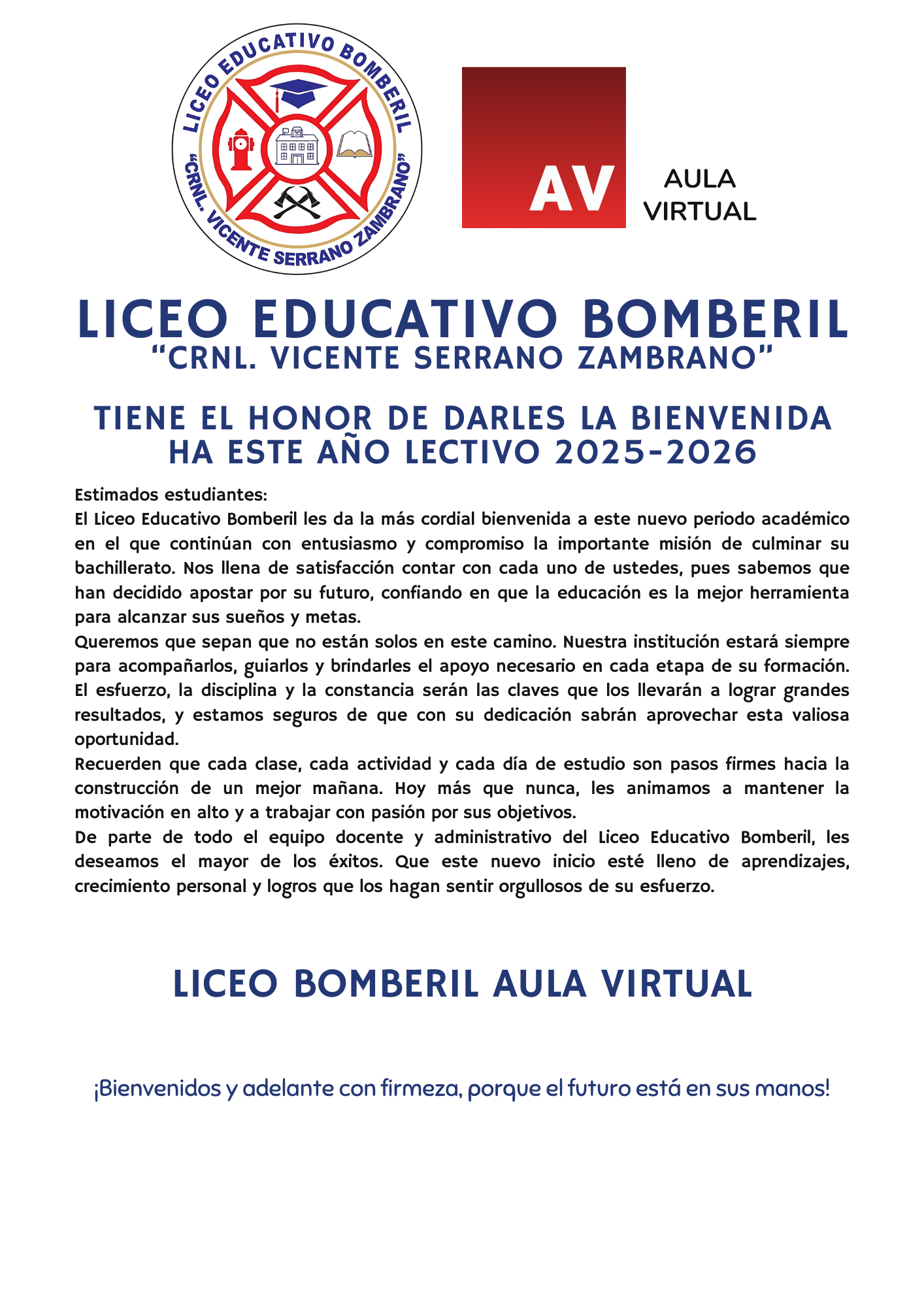 Mensaje de Bienvenida